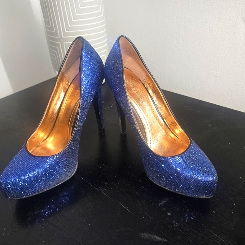Blue glitter heels